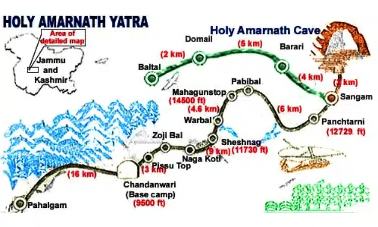 Amarnath Yatra Route Map